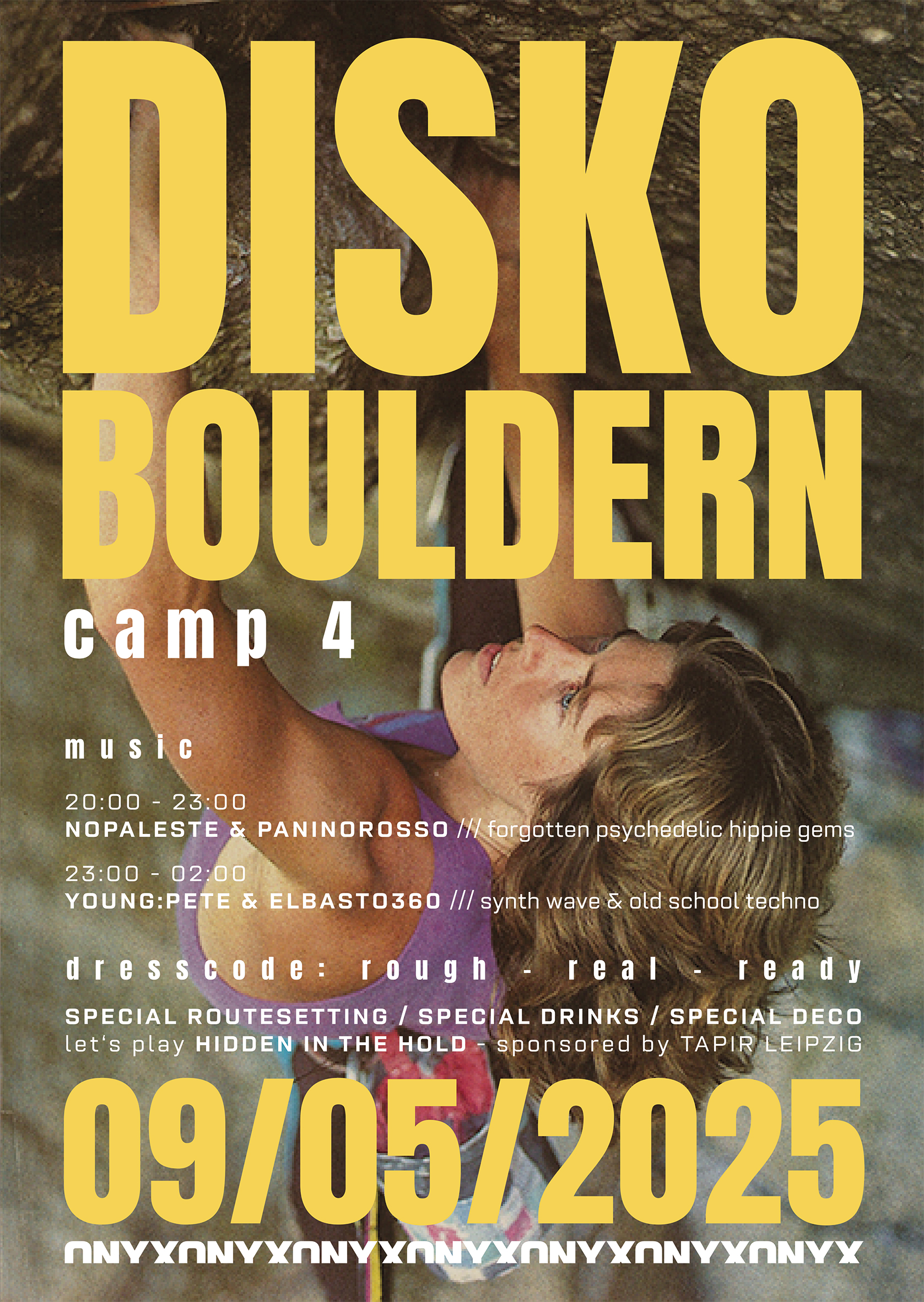 Disko Bouldern Plakat Nr 01 Mai 2025 sehr klein